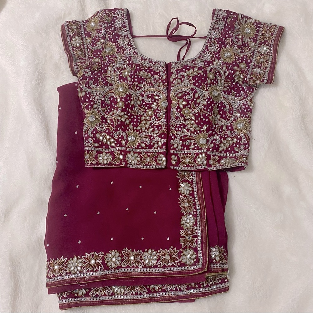 Purple saree with blouse